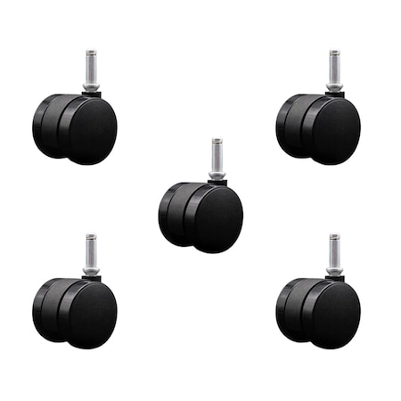 Service Caster 2'' Office Chair Casters Nylon Twin Wheel 7/16'' Grip Ring Stem, 5PK SCC-UHGR02S50-NYS-716176-5